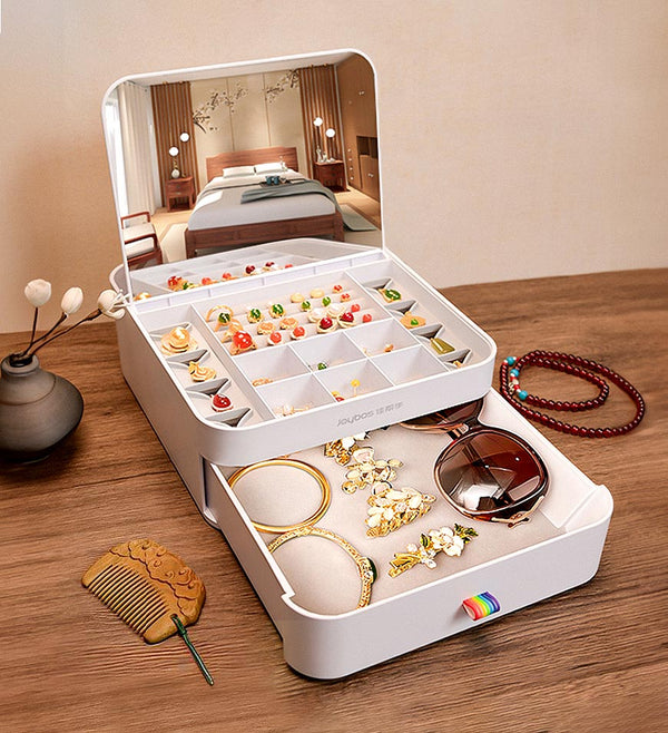 Joybos® Tragbarer Schmuck-Organizer-Koffer mit Spiegel Z131