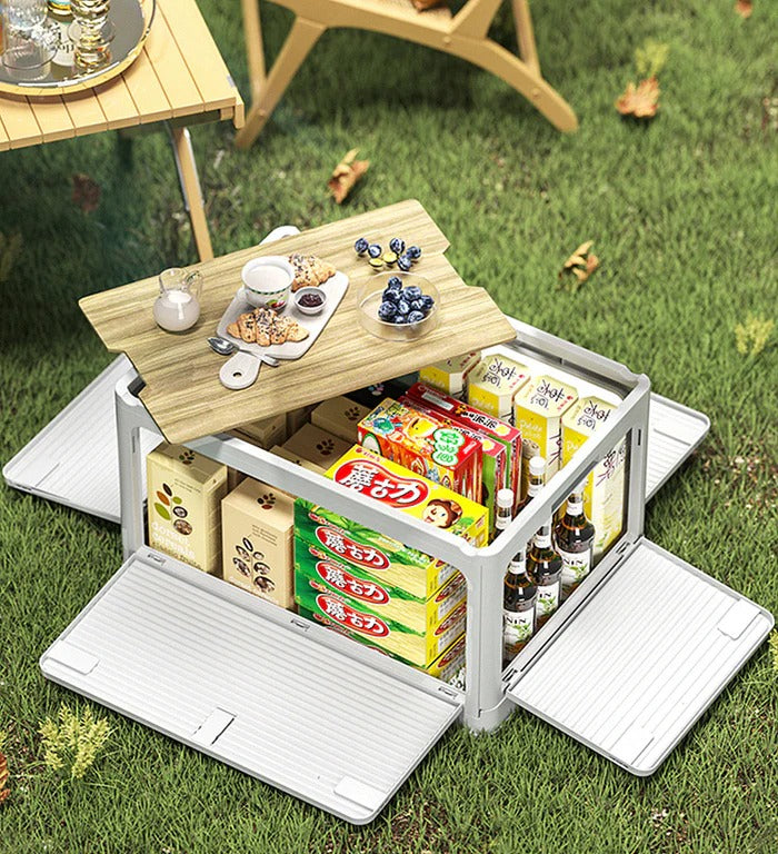 Joybos® faltbare Outdoor Camping Aufbewahrungsbox mit einem Holzdeckel