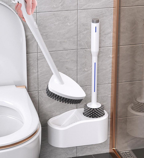 Joybos® Flache Silikon-Doppelzweck-Toilettenbürste mit Haltern